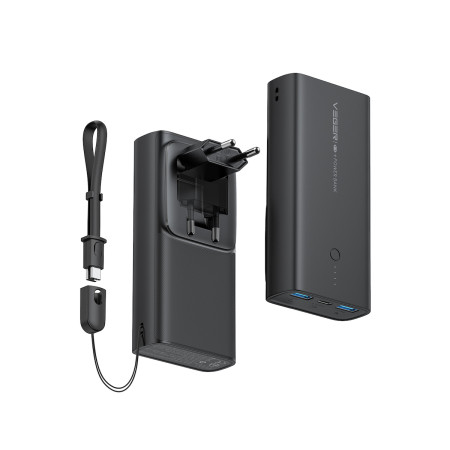 Veger ACE100 Power Bank 10000mAh 20W with 2 USB-A Ports and USB-C Port Power Delivery / Quick Charge 3.0 Black