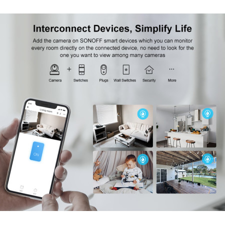 IP Κάμερα Ασφαλείας 1080P HD 360° WiFi SONOFF GK-200MP2-B - Λευκό χρώμα .