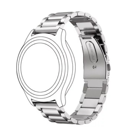 22mm For Huawei Watch GT2e GT2 46mm Three Flat Buckle Stainless Steel Straps(Silver)