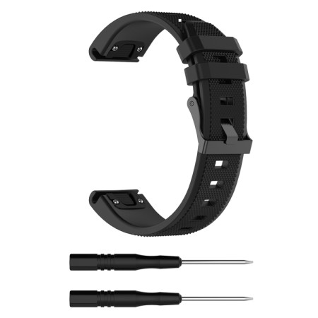 For Garmin Fenix5 (22mm) Silicone Replacement Wrist Strap Watchband(Black) 