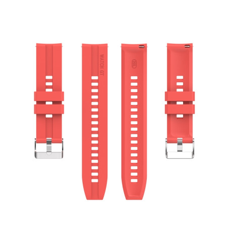 For Amazfit GTS 2e / GTS 2 20mm Silicone Replacement Strap Watchband with Silver Buckle(Red)