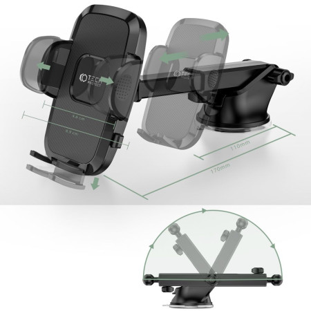TECH-PROTECT V3 Dash & Windshield Car Mount Holder Βάση Αυτοκινήτου με Βραχίονα - Black