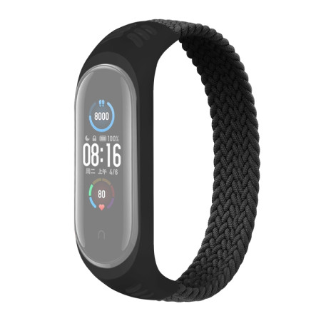 For Xiaomi Mi Band 6 / 5 / 4 / 3 Universal Nylon Elasticity Weave Watch Band, Size:M 160mm(Black)