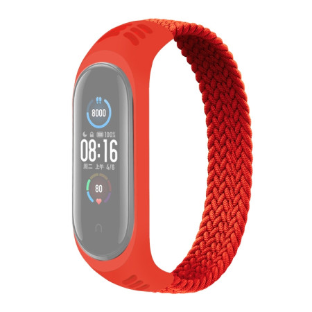 For Xiaomi Mi Band 6 / 5 / 4 / 3 Universal Nylon Elasticity Weave Watch Band, Size:M 160mm(Red)
