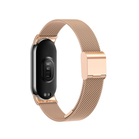 For Xiaomi Mi Band 8 Milanese Buckle Metal Watch Band(Rose Gold)