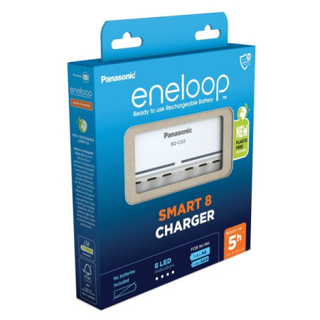 Panasonic Eneloop BQ-CC63E – Φορτιστής AA/AAA 8 θέσεων με ενδείξεις LED λευκός