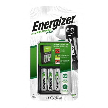 Energizer ACCU Recharge Maxi Φορτιστής 4 Μπαταριών Ni-MH Μεγέθους AA/AAA Σετ με 4x AA 2000mAh