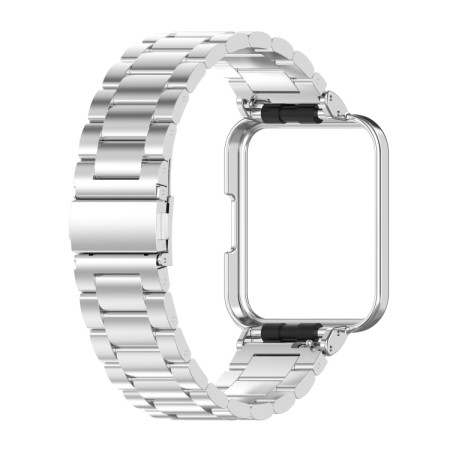For Xiaomi Redmi Watch 2 Lite / Redmi Watch 2 2 in 1 Three-bead Metal Watch Band with Watch Frame(Silver)