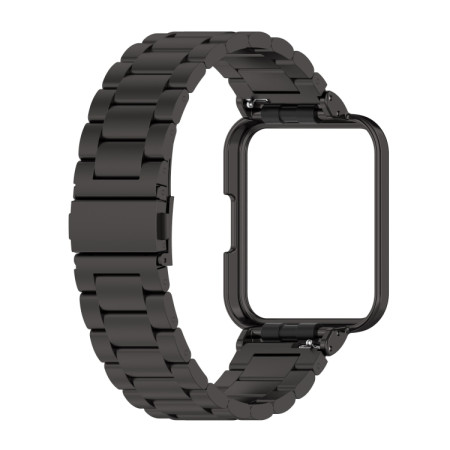 For Xiaomi Redmi Watch 2 Lite / Redmi Watch 2 2 in 1 Three-bead Metal Watch Band with Watch Frame(Black)