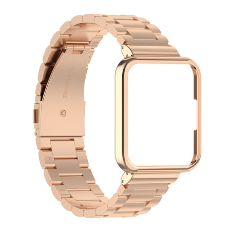 For Xiaomi Redmi Watch 2 Lite / Redmi Watch 2 2 in 1 Three-bead Metal Watch Band with Watch Frame(Rose Gold)