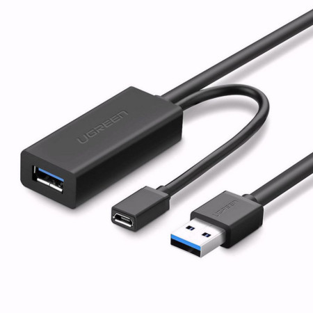 Ugreen USB 3.0 Cable USB-A male - USB-A female / micro USB-B female Μαύρο 10m (20827)