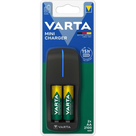 Varta Mini Charger 2 Μπαταριών Ni-Cd/Ni-MH Μεγέθους AA/AAA Σετ με 2x AA 2100mAh
