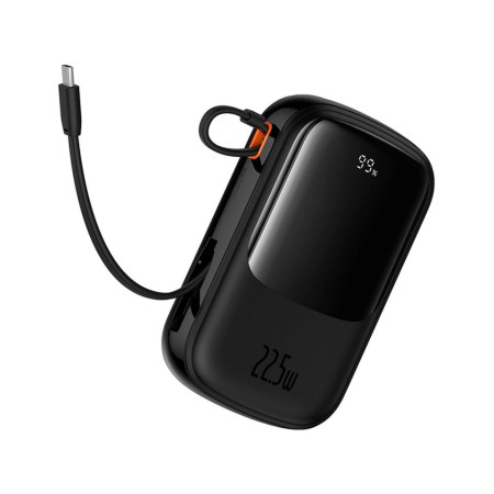 Baseus Qpow Pro+ Power Bank 20000mAh 22.5W με Οθόνη και Ενσωματωμένο Καλώδιο Type-C - Black - P10067103113-00
