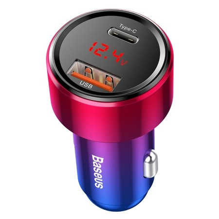 Baseus Magic φορτιστής αυτοκινήτου USB + USB-C QC 4.0 PD 45W CCMLC20C-09(κόκκινο + μπλε)