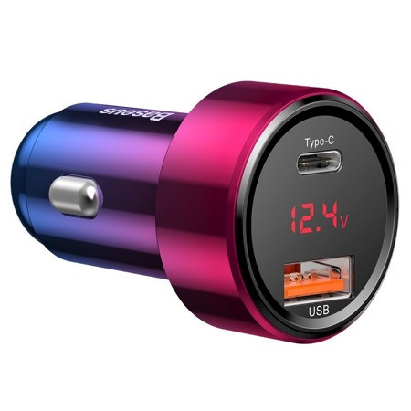 Baseus Magic φορτιστής αυτοκινήτου USB + USB-C QC 4.0 PD 45W CCMLC20C-09(κόκκινο + μπλε)