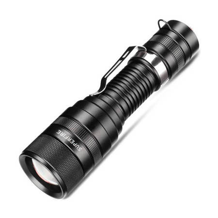 Superfire F5 Φακός αλουμινίου επαναφορτιζόμενος 900lm USB μαύρο χρώμα