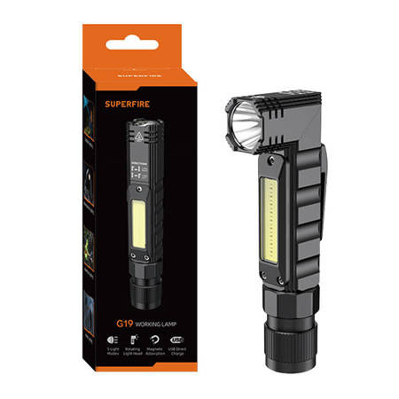 Superfire Working Lamp, Rechargeable, LED, Waterproof IP42, 200lm Black (G19)