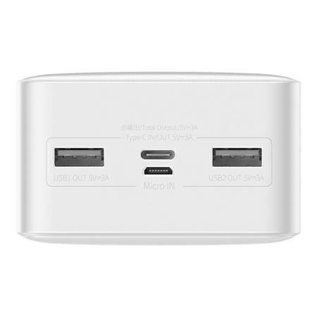 Baseus Bipow Overseas Edition Power Bank 30000mAh 15W με 2 Θύρες USB-A και Θύρα USB-C Λευκό (PPBD050202) 