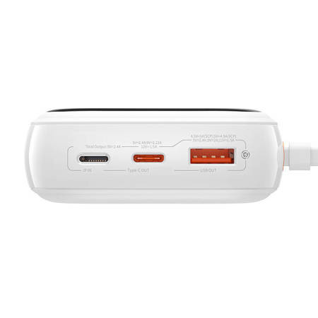 Baseus Qpow Digital Display Power Bank 20000mAh 22.5W PPQD060302 με Θύρα USB-A και 2 Θύρες USB-C Λευκό