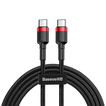 Baseus Cafule Braided USB 2.0 Cable USB-C male - USB-C male Μαύρο 1m (CATKLF-G91)