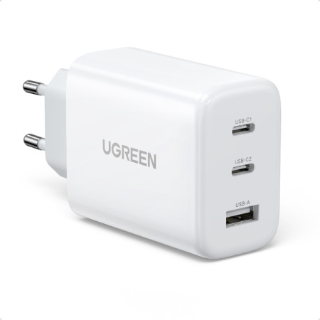 Φορτιστής με Θύρα USB-A και 2 Θύρες USB-C 65W Ugreen Λευκός 90496