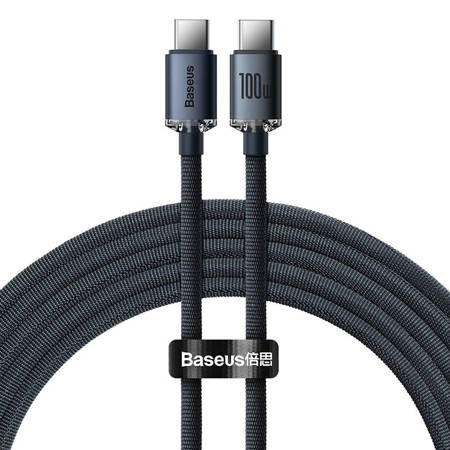 Baseus Crystal Shine Braided USB 2.0 Cable USB-C male - USB-C male Μαύρο 1.2m (CAJY000601)