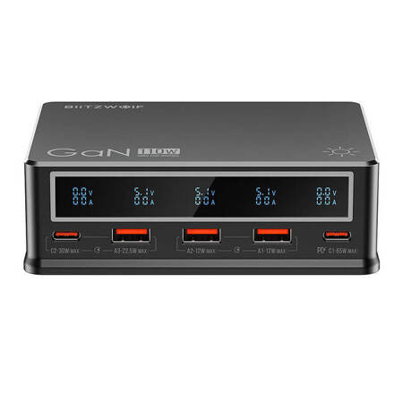 Desktop Charger Blitzwolf BW-i9 110W PD 3xUSB-A, 2xUSB-C (black) BW-i9
