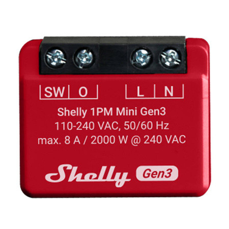 Shelly 1PM Mini Gen3 Controller, WiFi/Bluetooth 1PMminiGen3 red