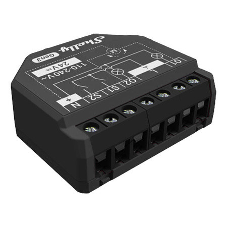 Shelly 2PM Gen3 Ενδιάμεσος Διακόπτης Wi-Fi - Bluetooth - Μαύρο