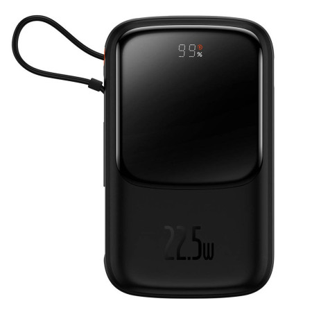 Baseus Qpow Pro+ Power Bank 10000mAh 22.5W με Οθόνη και Ενσωματωμένο Καλώδιο Type-C - Black - P10067101113-00