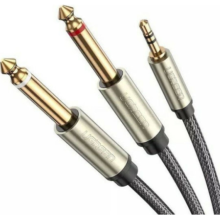 Cable TRS UGREEN AV126 3.5 mm to 2x TS 6.35 mm - 3m (grey) 10618
