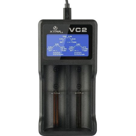 XTAR VC2 USB Φορτιστής 2 Μπαταριών Li-ion Μεγέθους 18650