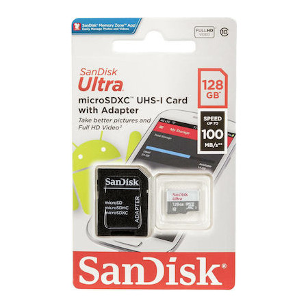 SanDisk 128GB Ultra microSDXC Card Class 10 UHS-I U1 A1 (SDSQUNR-128G-GN3MA)