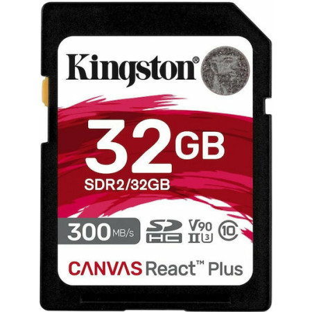 Kingston Canvas React Plus SDHC 32GB UHS-II U3 V90 Class 10 SDR2/32GB