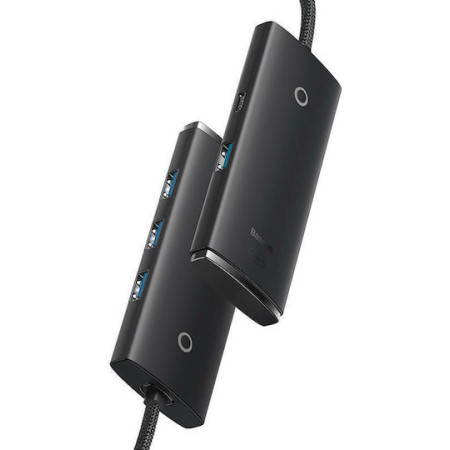 Baseus Hub 4in1 Lite Series Usb To 4x Usb 3.0 1m Black (WKQX030101)