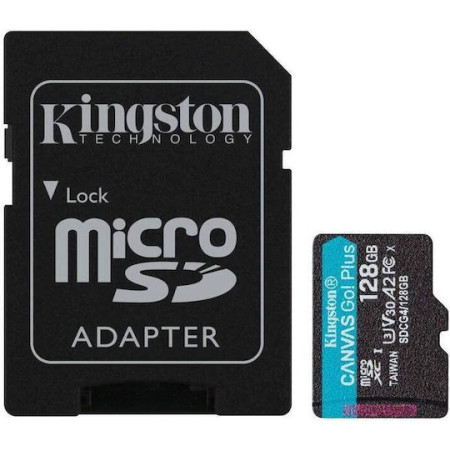 Kingston microSDXC 128GB Class 10 U3 V30 A2 UHS-I με αντάπτορα SDCG4/128GB