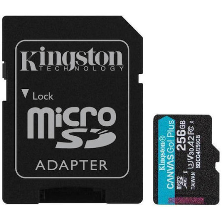 Κάρτα Μνήμης Kingston 256GB Canvas Go PLUS Class 10 UHS-I U3 V30, A2 (SDCG4/256GB)
