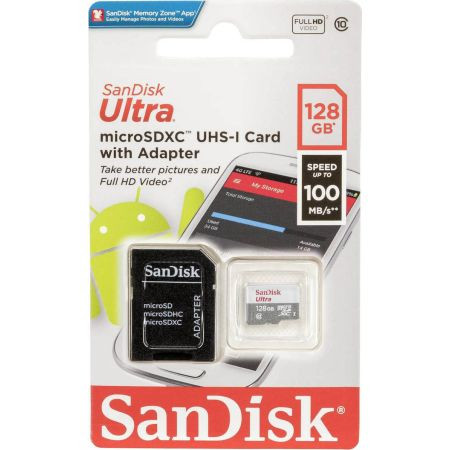 Sandisk Ultra microSDXC UHS-I 128GB Card with Adapter (SDSQUNR-128G-GN6MN)