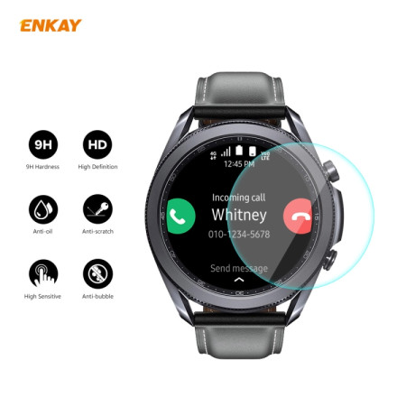 For Samsung Galaxy Watch 3 45mm ENKAY Hat-Prince ENK-AC8207 2 in 1 Protective Matte PC Case + 0.2mm 9H 2.15D 
