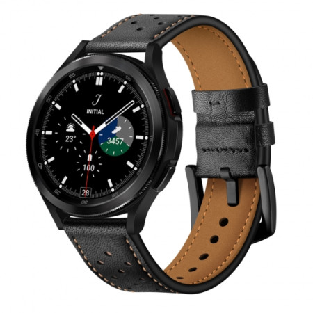 TECH-PROTECT LEATHER SAMSUNG GALAXY WATCH 4 / 5 / 5 PRO (40 / 42 / 44 / 45 / 46 MM) BLACK