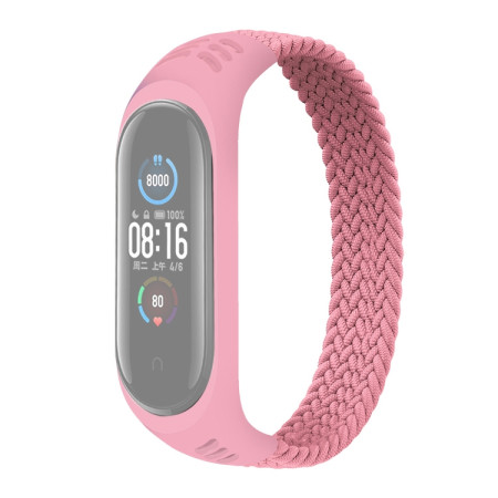 For Xiaomi Mi Band 6 / 5 / 4 / 3 Universal Nylon Elasticity Weave Watch Band, Size:M 160mm(Pink)