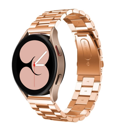 For Samsung Galaxy Watch4 40mm/44mm Universal Flat Head Three-bead Stainless Steel Watch Band(Rose Gold)