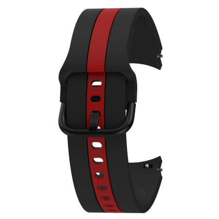 For Samsung Galaxy Watch4 40/44mm / Watch4 Classic 42/46mm Three Vertical Stripes Two-color Silicone Watch Band(Black Red)