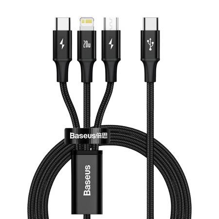 Baseus Rapid Series 3-in-1 cable USB-C For M+L+T 20W 1.5m Black (CAMLT-SC01)