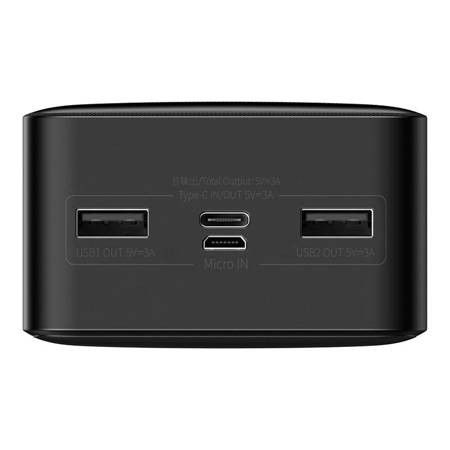 Baseus Bipow Overseas Edition Power Bank 30000mAh 15W με 2 Θύρες USB-A και Θύρα USB-C Μαύρο (PPBD050201)