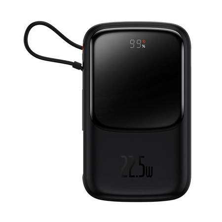 Powerbank Baseus Qpow Pro με καλώδιο USB-C, USB-C, USB, 10000mAh, 22.5W (μαύρο) PPQD020101