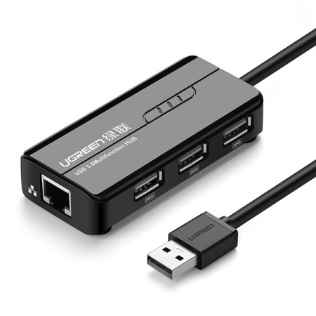 Adapter Ugreen USB 2.0 to Gigabit Ethernet & 3 x USB 2.0 Black 20264
