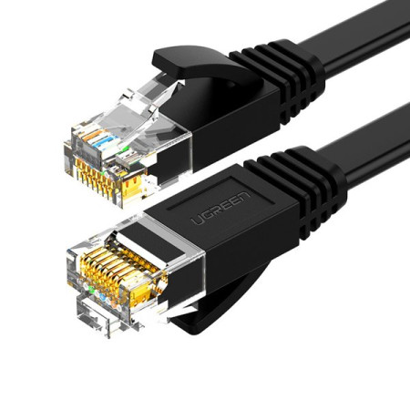 Ugreen Ethernet RJ45 Flat Network Cable, Cat.6, UTP, 8m Black (50177)