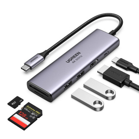 Ugreen CM511 USB-C Docking Station με HDMI 4K PD Ασημί 60384